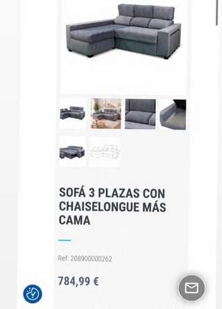 SOFÁ 3 PLAZAS CON CHAISELONGUE MÁS CAMA