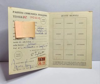 Tessera PCI 1958 Partito Comunista Italiano