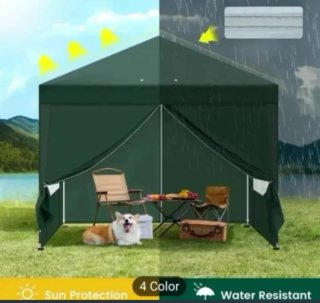 Carpa 6 x 3 mts impermeable, verde, 4 ventanales