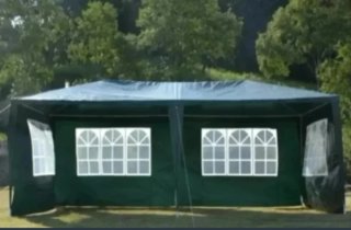 Carpa 6 x 3 mts impermeable, verde, 4 ventanales