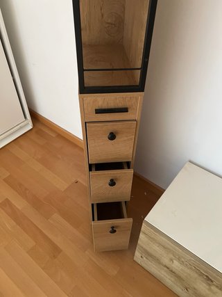 Mueble auxiliar estrecho madera y metal