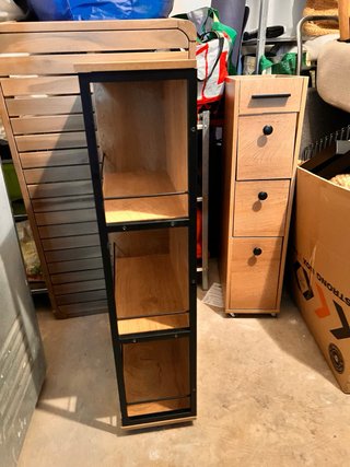 Mueble auxiliar estrecho madera y metal