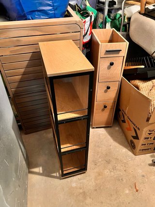 Mueble auxiliar estrecho madera y metal