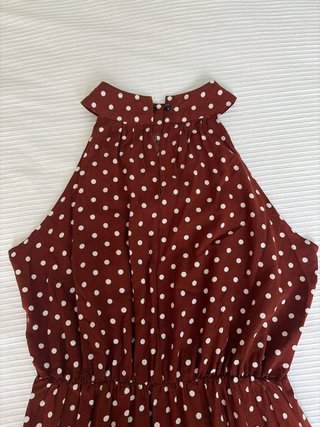 Vestido largo marrón lunares