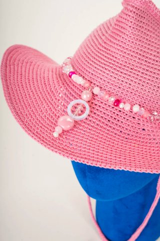 Cappello gioiello stile cowboy, rosa