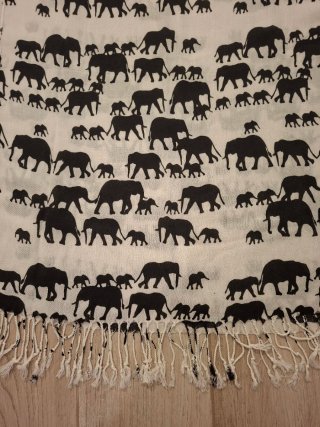 Pashmina/Foulard 100% Lana Fantasia Elefanti