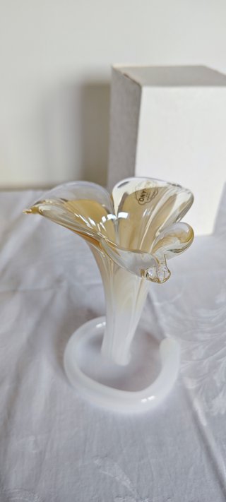Vaso Portacandela Calla Vetro Murano Vintage