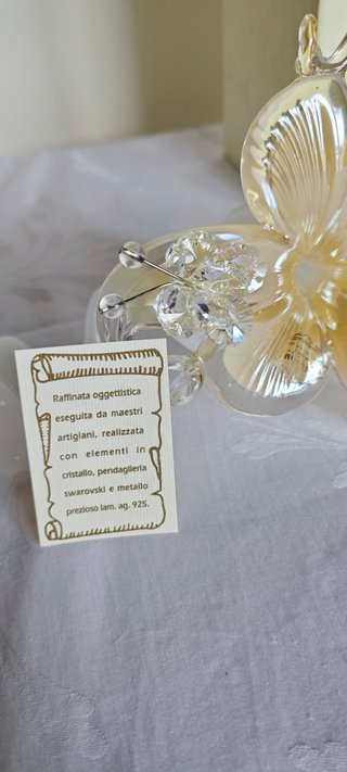 Fiore Vetro Murano Cristallo Swarovski Argento