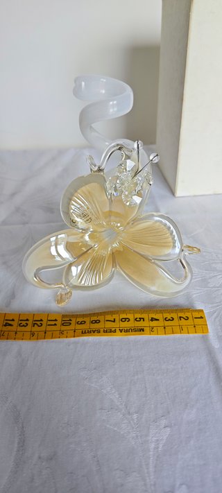 Fiore Vetro Murano Cristallo Swarovski Argento