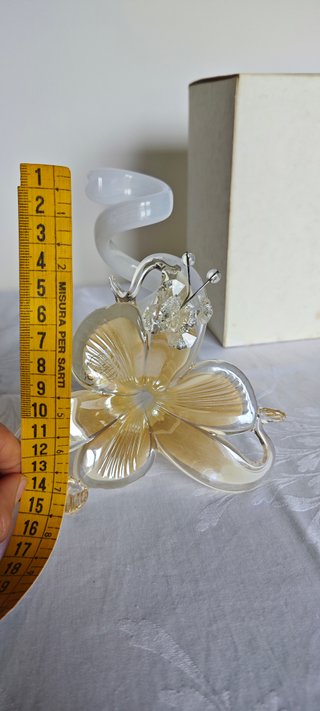 Fiore Vetro Murano Cristallo Swarovski Argento