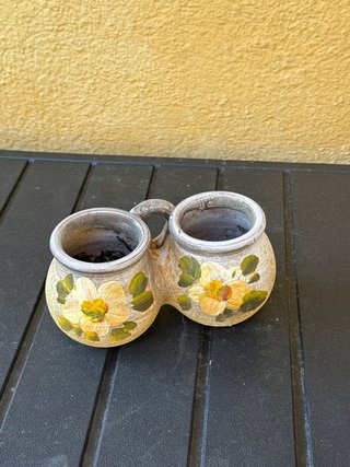 Maceta doble decorativa floral