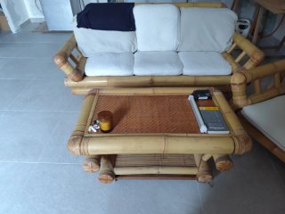 Conjunto Sofá, Sillones y Mesa Ratán