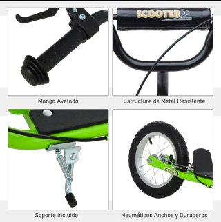 Patinete niños +5 años verde nuevo