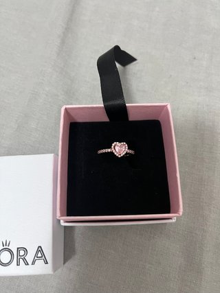 Anillo Pandora Corazón Rosa
