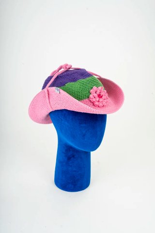 Cappello gioiello stile cowboy, verde, viola, rosa