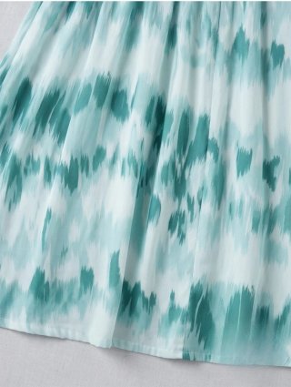 Vestido fluido estampado ikat verde-água