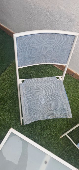 Mesa exterior plegable cristal y metal