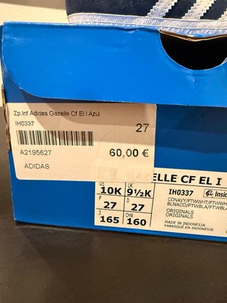 Zapatillas Adidas Gazelle Azul y Blanco talla 27.