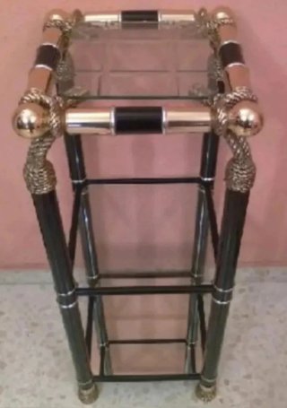 2 Mesas Vintage Cristal y Metal Doradas
