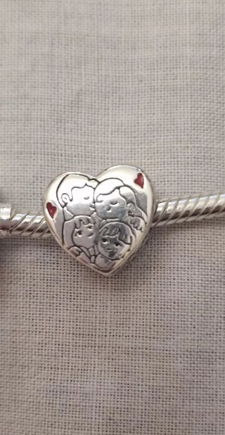 Colgante Corazón Familia Plata y Rojo