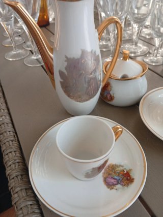 Juego de té porcelana oro