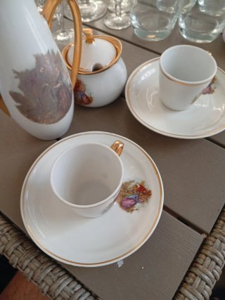 Juego de té porcelana oro