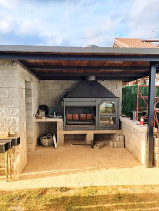 Barbacoa metálica chimeneas horno
