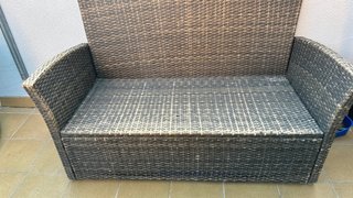 Sofá 2 plazas Rattan Terraza Beige y Marrón