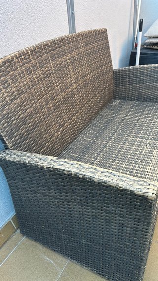 Sofá 2 plazas Rattan Terraza Beige y Marrón