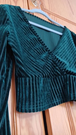 Top verde terciopelo manga larga