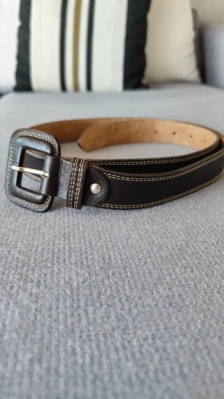 Cinturón de piel marrón mujer
