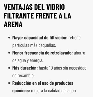 Vidrio Filtrante para Depuradora de Piscina