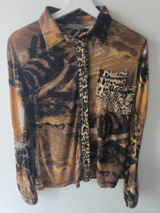 Blusa Y2K Animal Print Elastica Taglia M/L