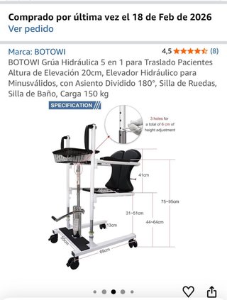 Grúa hidráulica para trasladar pacientes