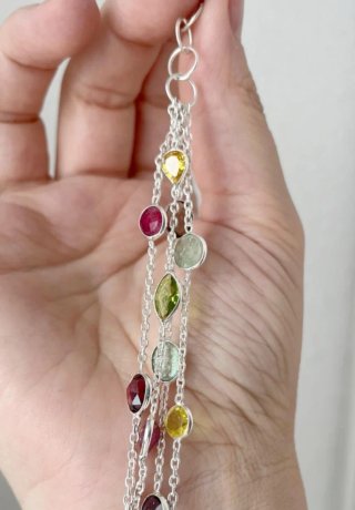 Pulsera 4 filas piedras naturales y plata 925