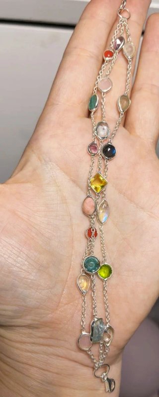 Pulsera 4 filas piedras naturales y plata 925