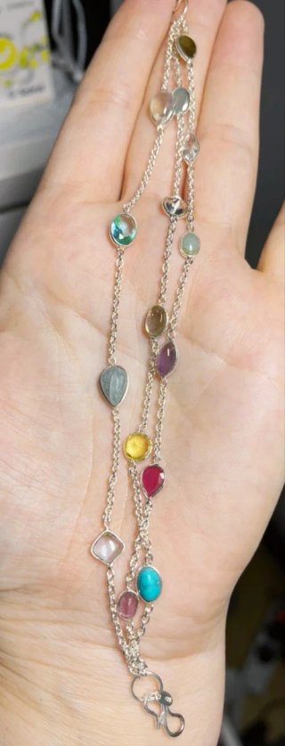 Pulsera 4 filas piedras naturales y plata 925