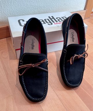 Mocasines (náuticos) de piel Azul Marino y Marrón