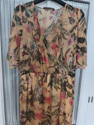 Vestido fiesta Zara floral amarillo