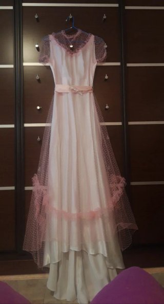 Vestido de novia tul y raso rosa talla 38/40