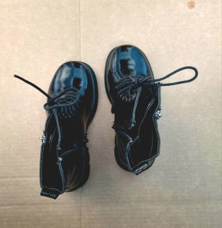 Botines Militares Charol Negro Plataforma Chunky