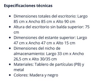 Escritorio esquinero DETROIT madera y metal