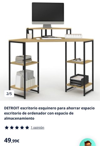 Escritorio esquinero DETROIT madera y metal