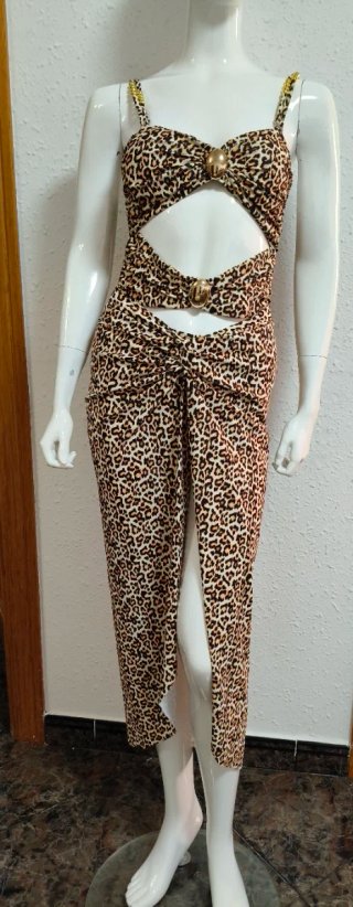 Bañador Más Pareo leopardo con detalles dorados