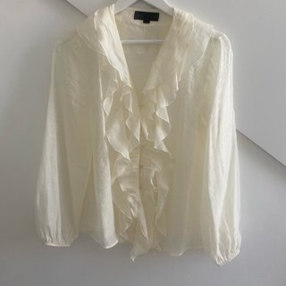Blusa Zara volantes beige Talla M