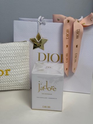 Pouch Solar Dior Blanco-Dorado mas aceite J’Adore