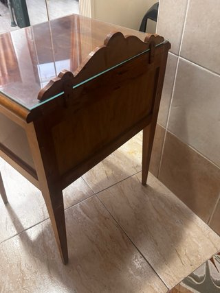 Mesita vintage madera y cristal