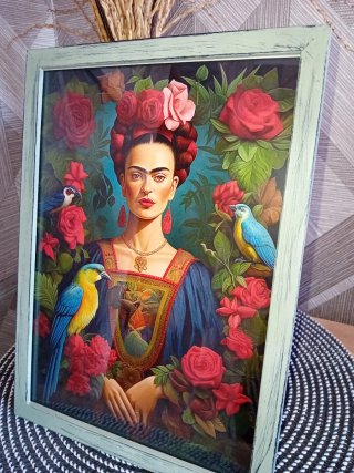 Quadro Frida Kahlo tra Uccelli Tropicali