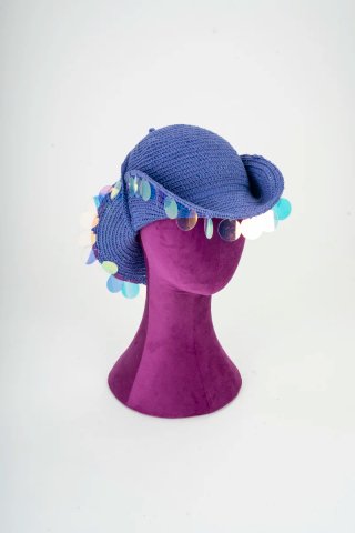 Cappello coachella style Viola con Paillettes