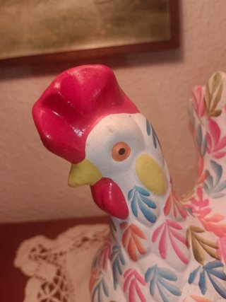 Gallinita cerámica florero decorativo